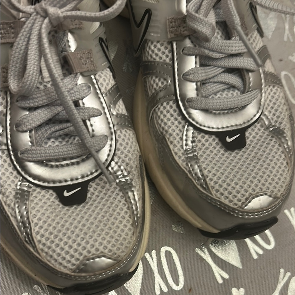 Nike white with Gray Athletic Sneakers - Picture 3 of 7